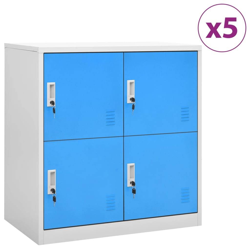 vidaXL Schließfachschränke 5 Stk. Hellgrau und Blau 90x45x92,5cm Stahl