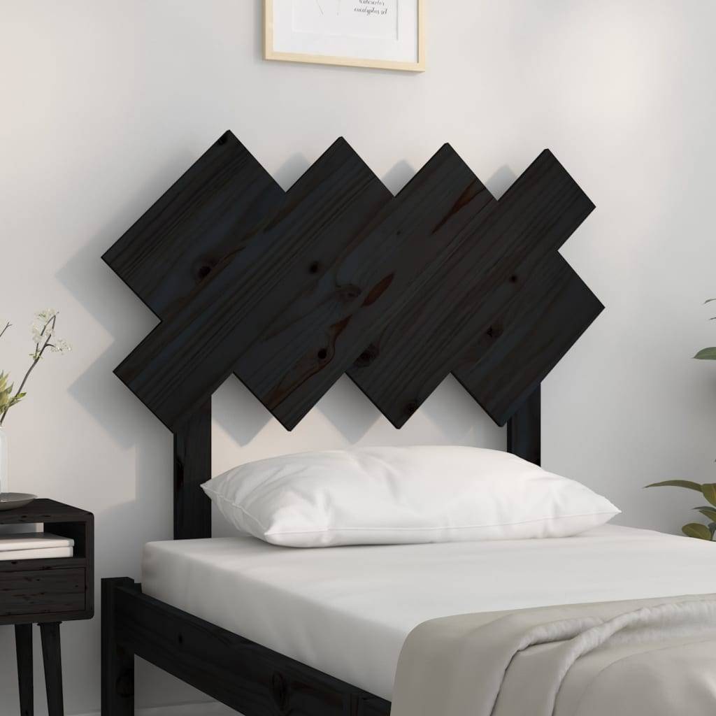 vidaXL Kopfteil Schwarz 92x3x81 cm Massivholz Kiefer
