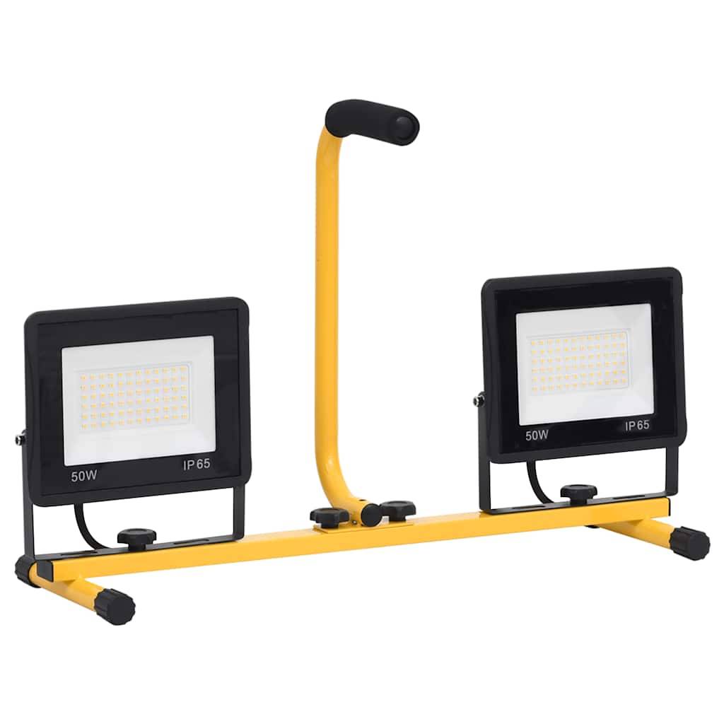 vidaXL LED-Fluter mit Handgriff 2x50 W Warmweiß