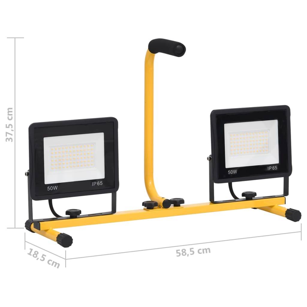 vidaXL LED-Fluter mit Handgriff 2x50 W Warmweiß
