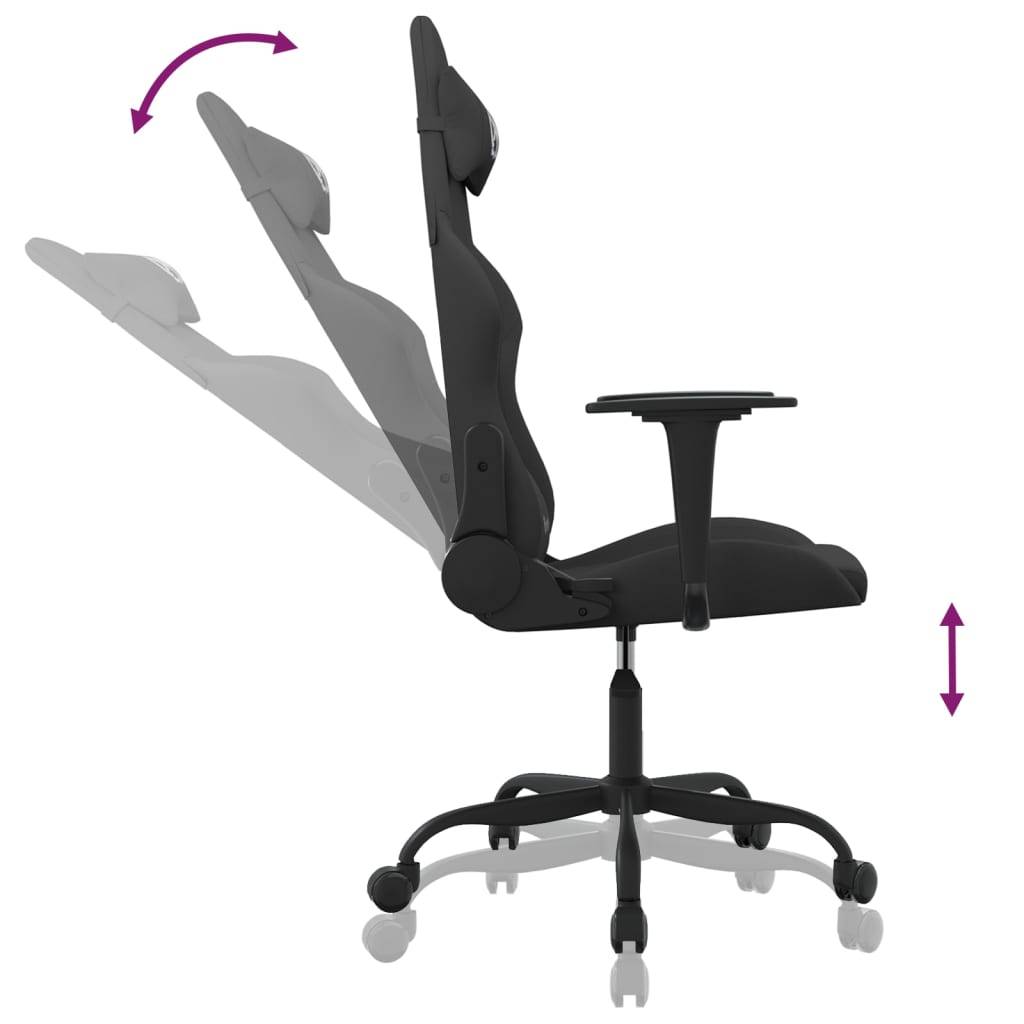 vidaXL Gaming-Stuhl mit Massagefunktion Schwarz Stoff