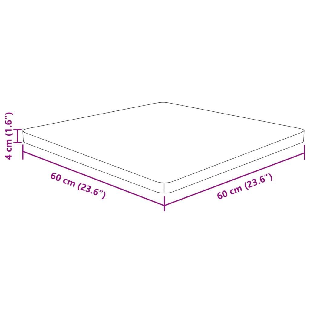 vidaXL Tischplatte Quadratisch 60x60x4 cm Eichenholz Unbehandelt