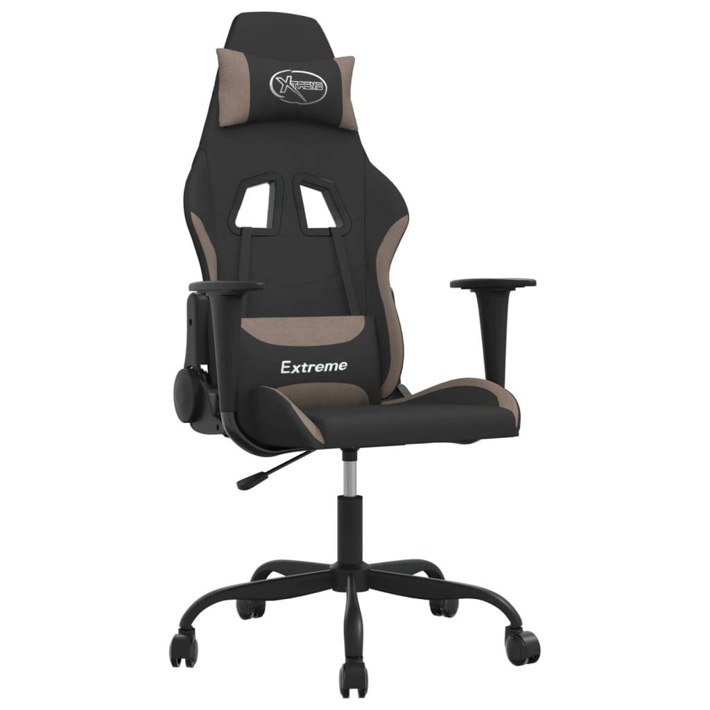 vidaXL Gaming-Stuhl Schwarz und Taupe Stoff