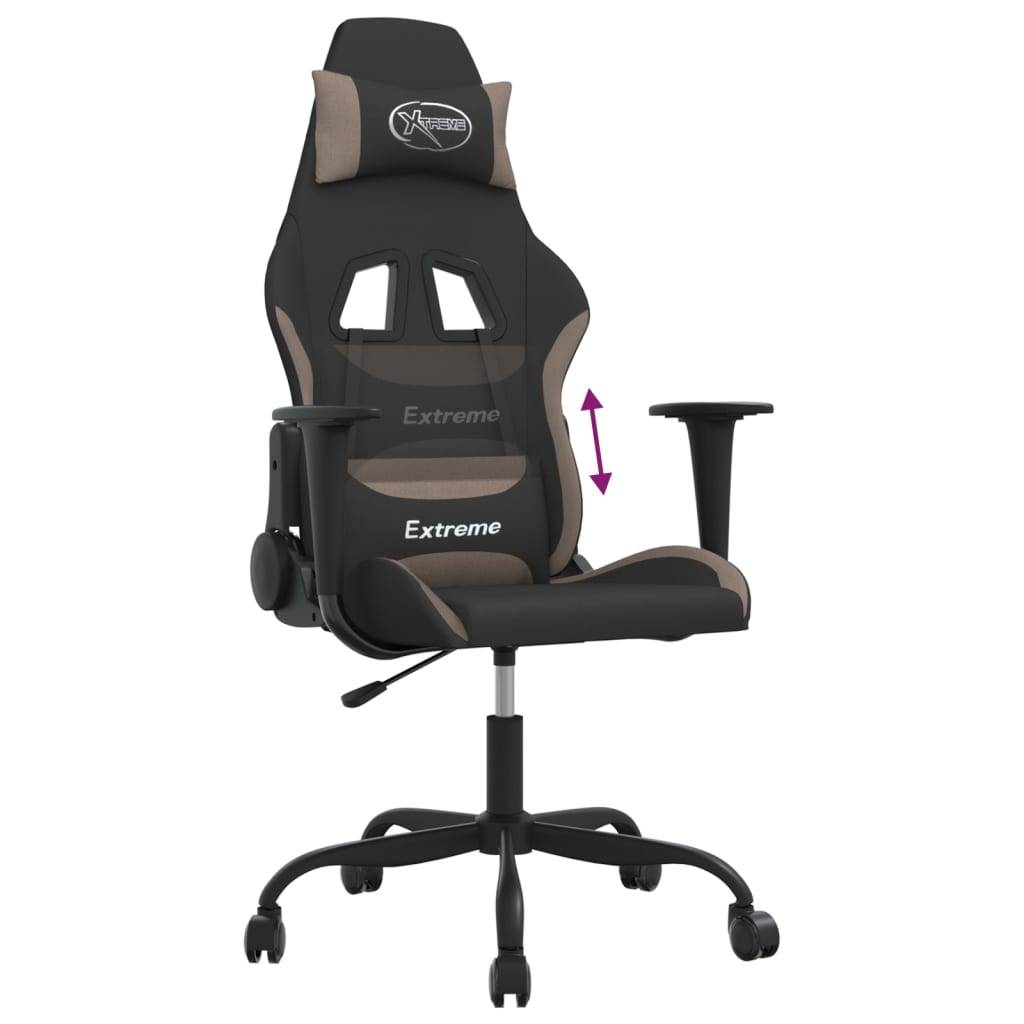 vidaXL Gaming-Stuhl Schwarz und Taupe Stoff