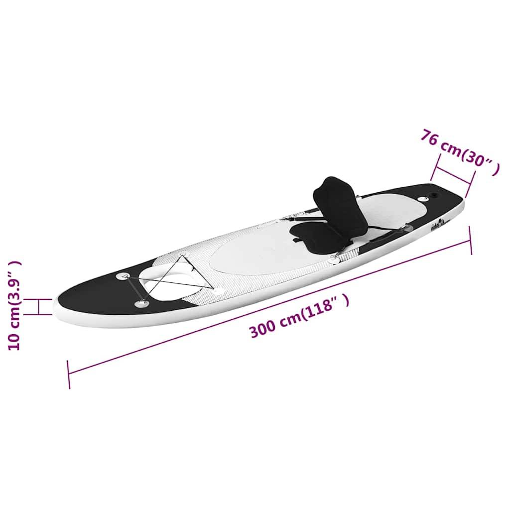 vidaXL SUP-Board-Set Aufblasbar Schwarz 300x76x10 cm