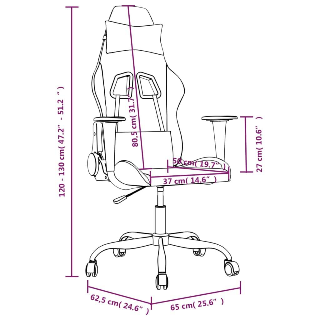 vidaXL Gaming-Stuhl mit Massagefunktion Schwarz und Taupe Stoff