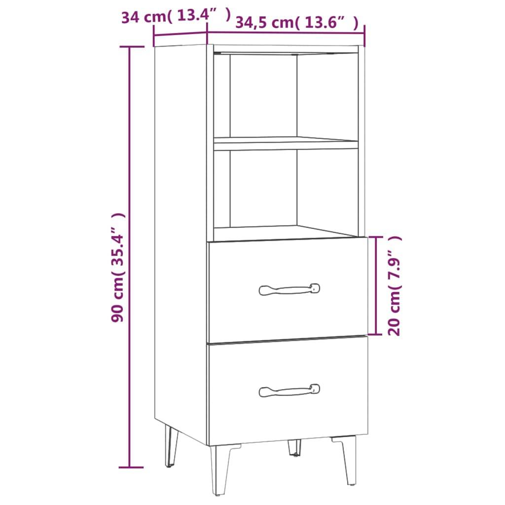 vidaXL Sideboard Hochglanz-Weiß 34,5x34x90 cm Holzwerkstoff