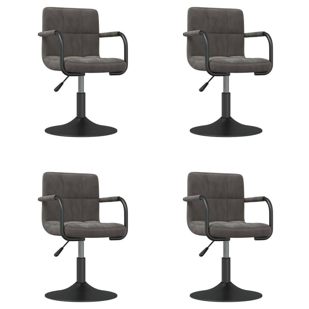 vidaXL Esszimmerstühle 4 Stk. Drehbar Dunkelgrau Samt