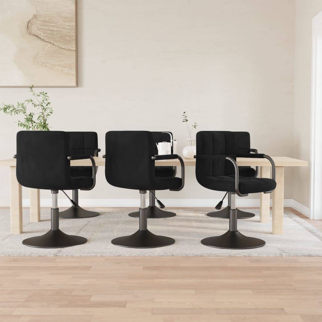 vidaXL Esszimmerstühle 6 Stk. Drehbar Schwarz Samt