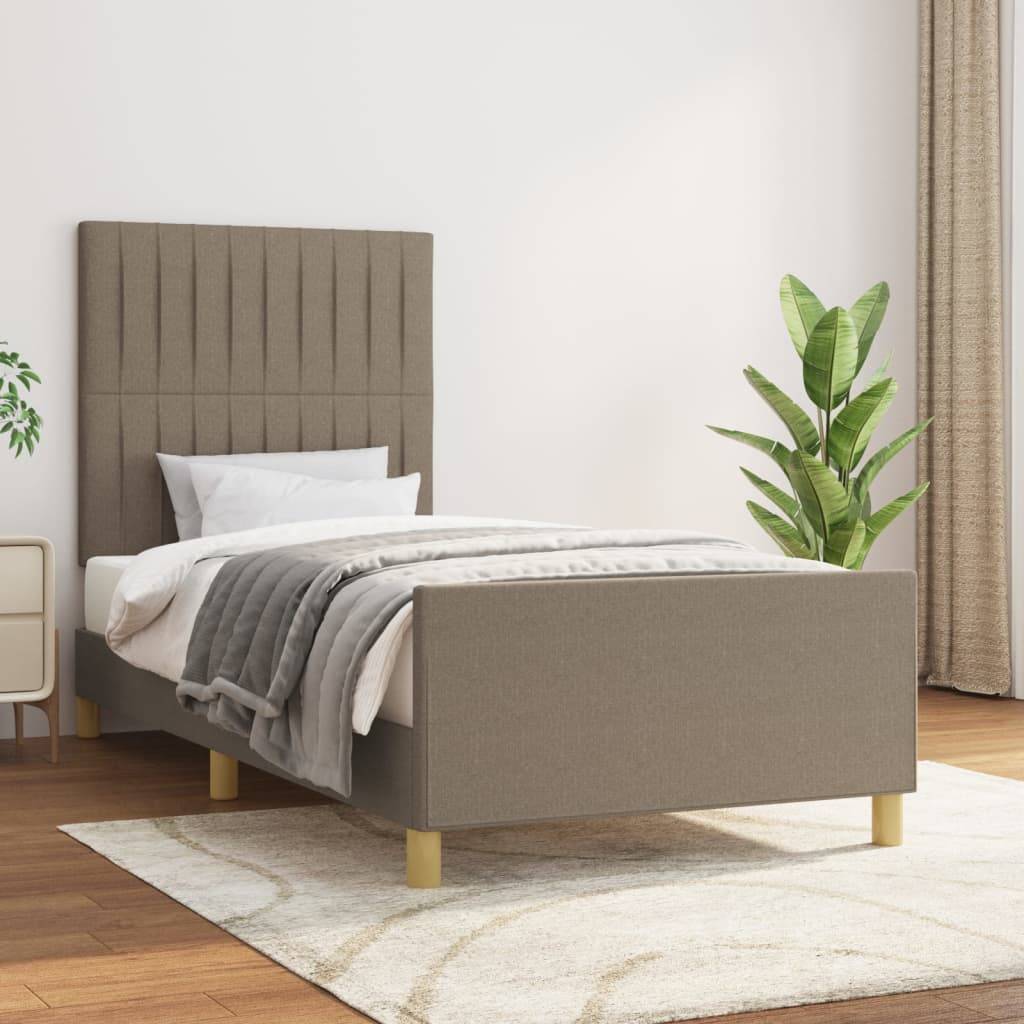 vidaXL Bettgestell ohne Matratze Taupe 100x200 cm Stoff