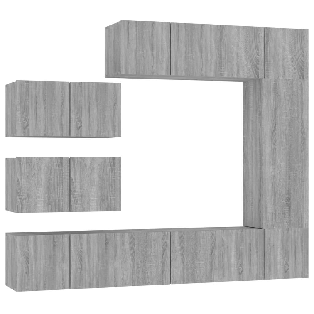 vidaXL 8-tlg. TV-Schrank-Set Grau Sonoma Holzwerkstoff
