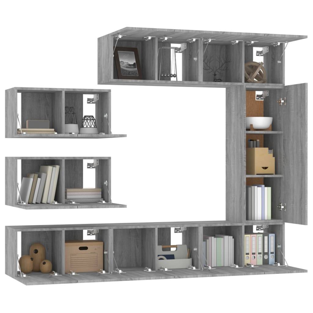 vidaXL 8-tlg. TV-Schrank-Set Grau Sonoma Holzwerkstoff