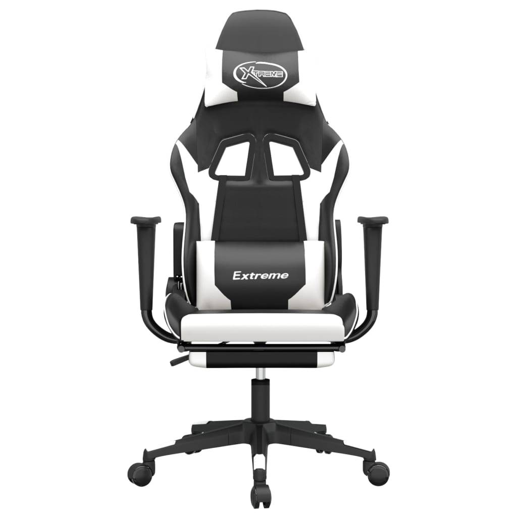 vidaXL Gaming-Stuhl mit Fußstütze Schwarz und Weiß Kunstleder