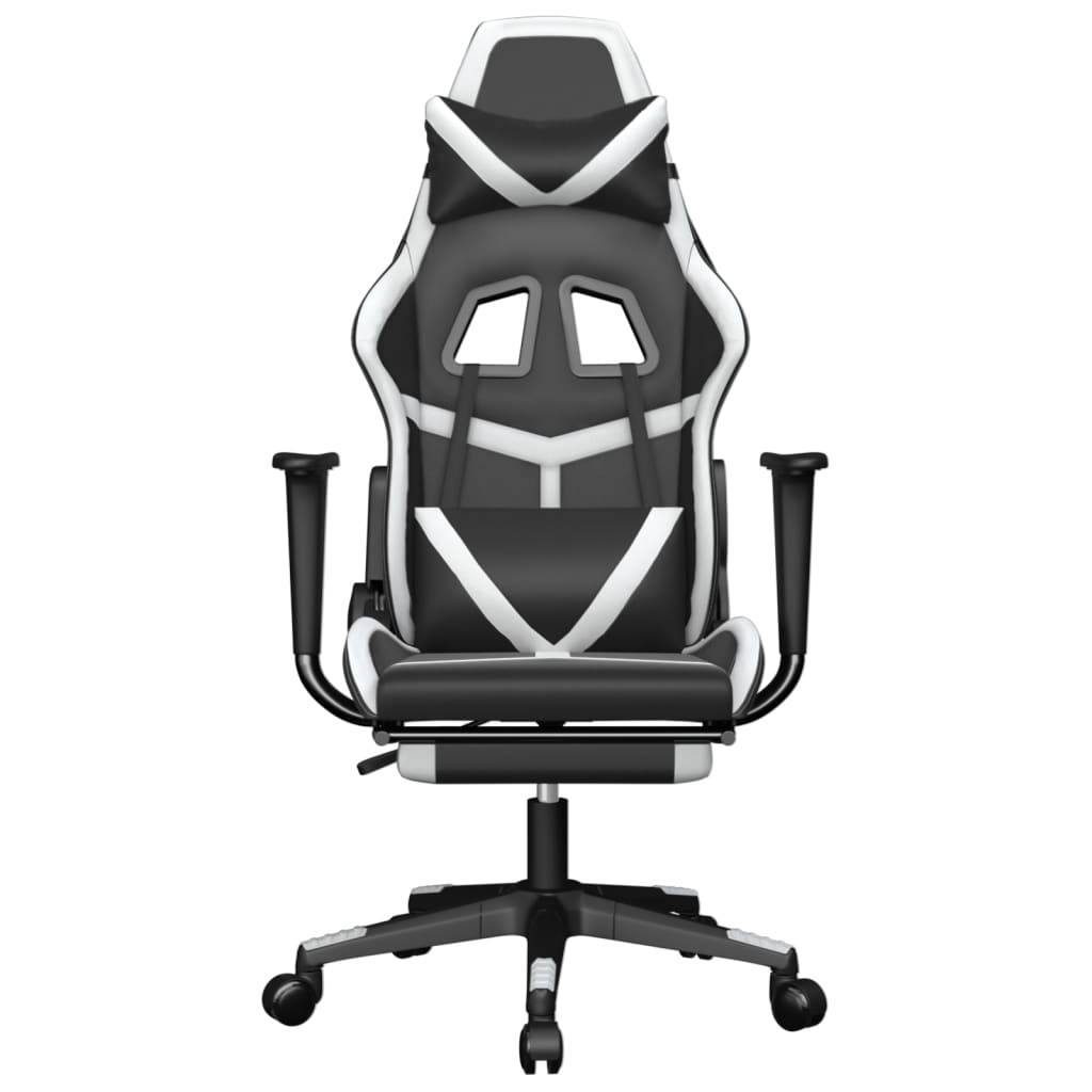 vidaXL Gaming-Stuhl mit Massage & Fußstütze Schwarz & Weiß Kunstleder