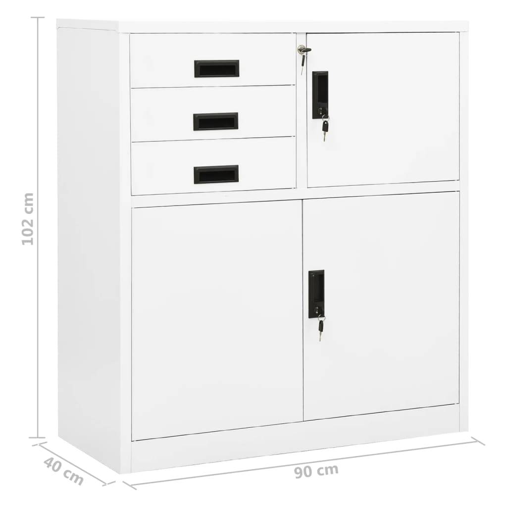 vidaXL Büroschrank Weiß 90x40x102 cm Stahl
