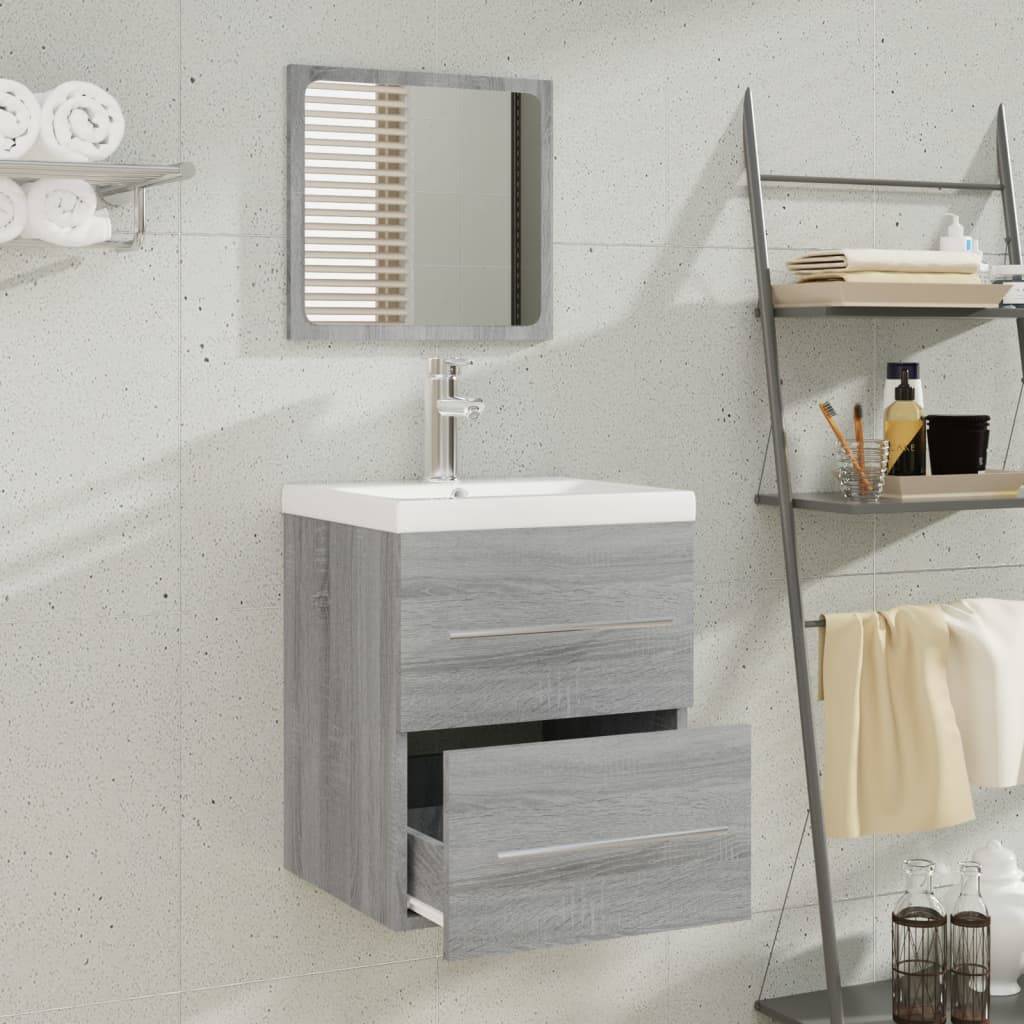 vidaXL Waschbeckenschrank mit Einbaubecken Grau Sonoma Holzwerkstoff