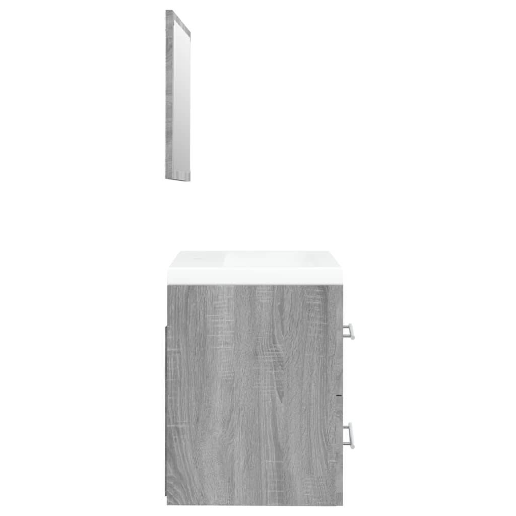 vidaXL Waschbeckenschrank mit Einbaubecken Grau Sonoma Holzwerkstoff