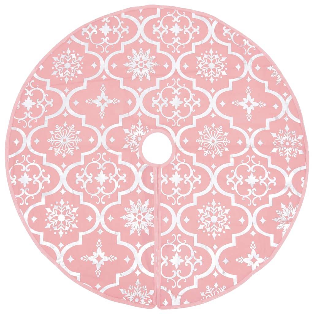 vidaXL Luxus-Weihnachtsbaumdecke mit Socke Rosa 90 cm Stoff