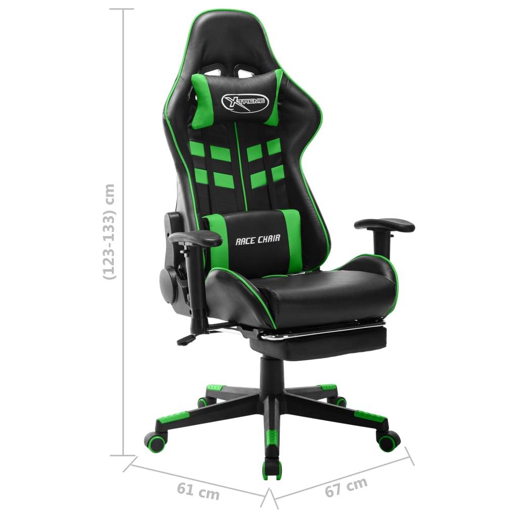 vidaXL Gaming-Stuhl mit Fußstütze Schwarz und Grün Kunstleder