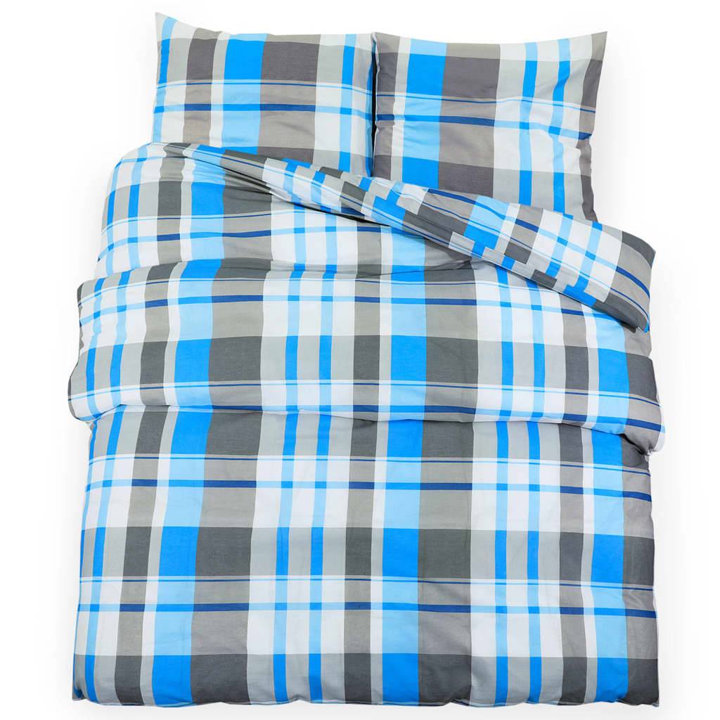 vidaXL Bettwäsche-Set Blau und Grau 200x220 cm Baumwolle