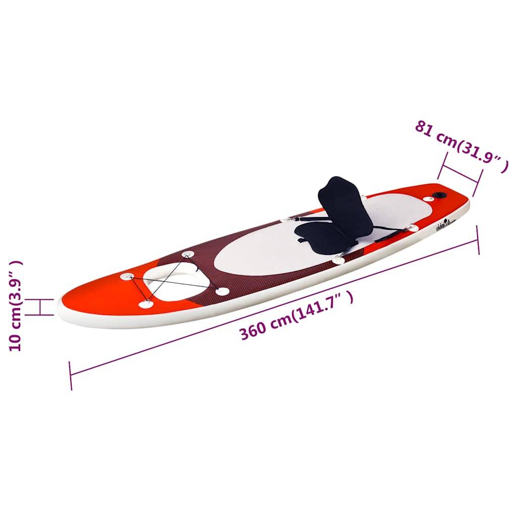 vidaXL SUP-Board-Set Aufblasbar Rot 360x81x10 cm