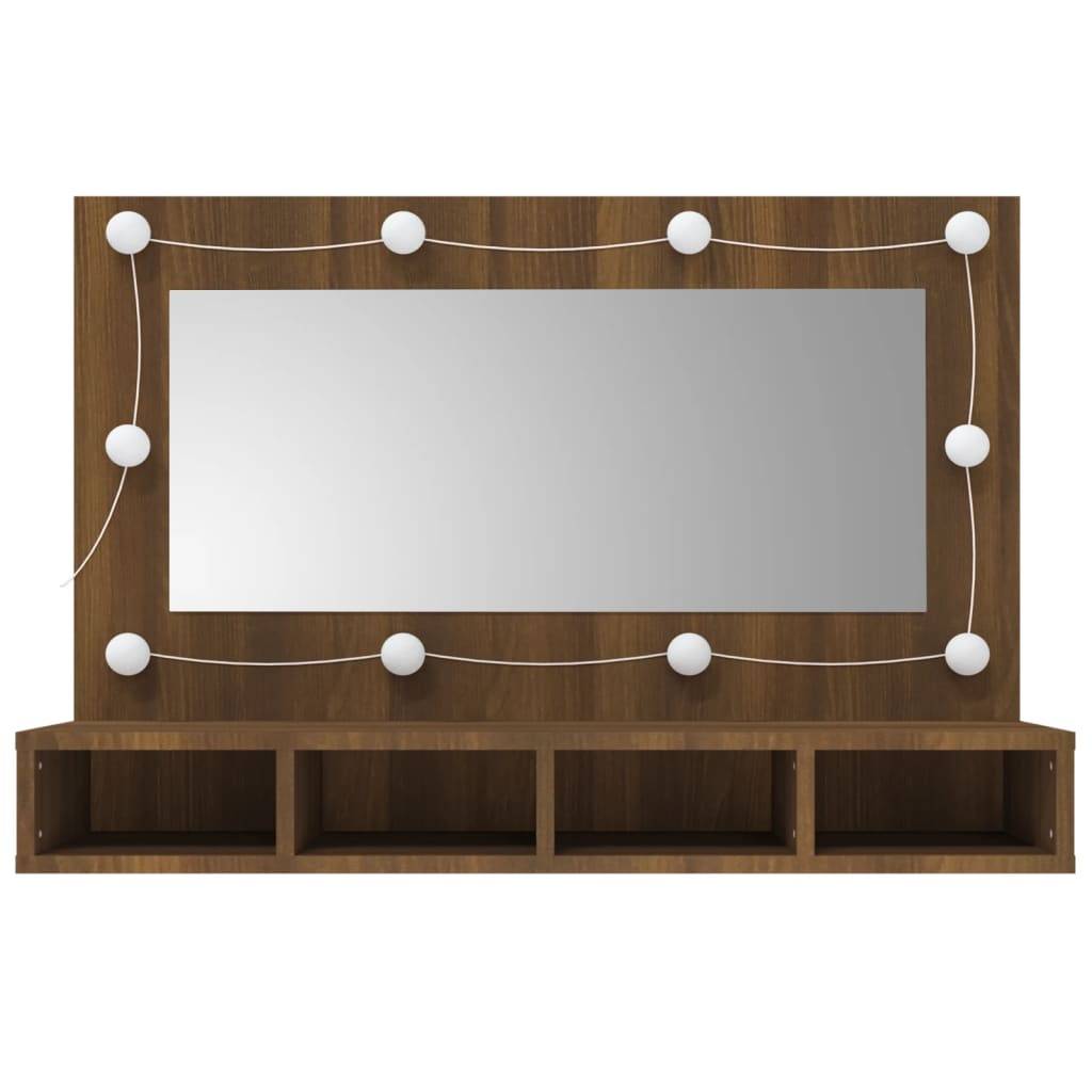 vidaXL Spiegelschrank mit LED Braun Eichen-Optik 90x31,5x62 cm
