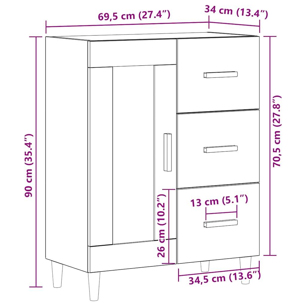 vidaXL Sideboard Weiß 69,5x34x90 cm Holzwerkstoff