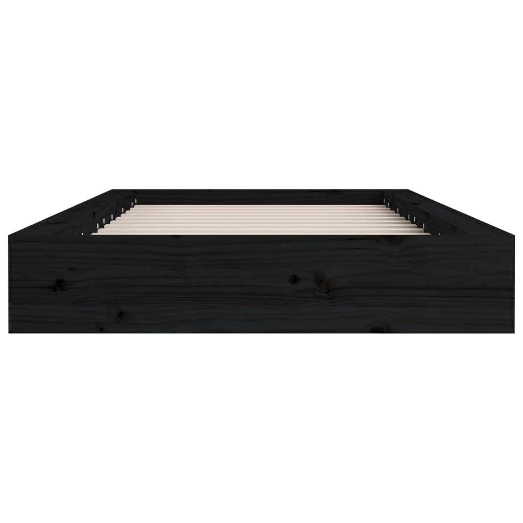 vidaXL Massivholzbett Schwarz 75x190 cm