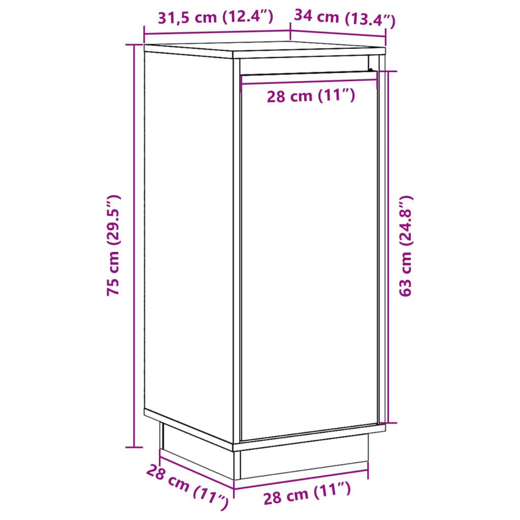 vidaXL Sideboards 2 Stk. Weiß 31,5x34x75 cm Massivholz Kiefer