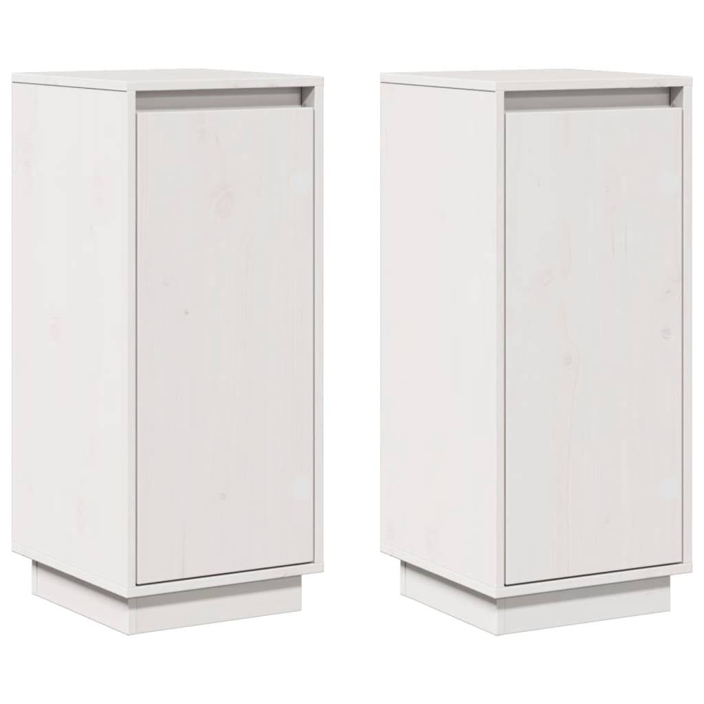 vidaXL Sideboards 2 Stk. Weiß 31,5x34x75 cm Massivholz Kiefer