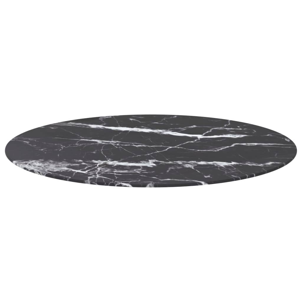 vidaXL Tischplatte Schwarz Ø90x1 cm Hartglas in Marmoroptik