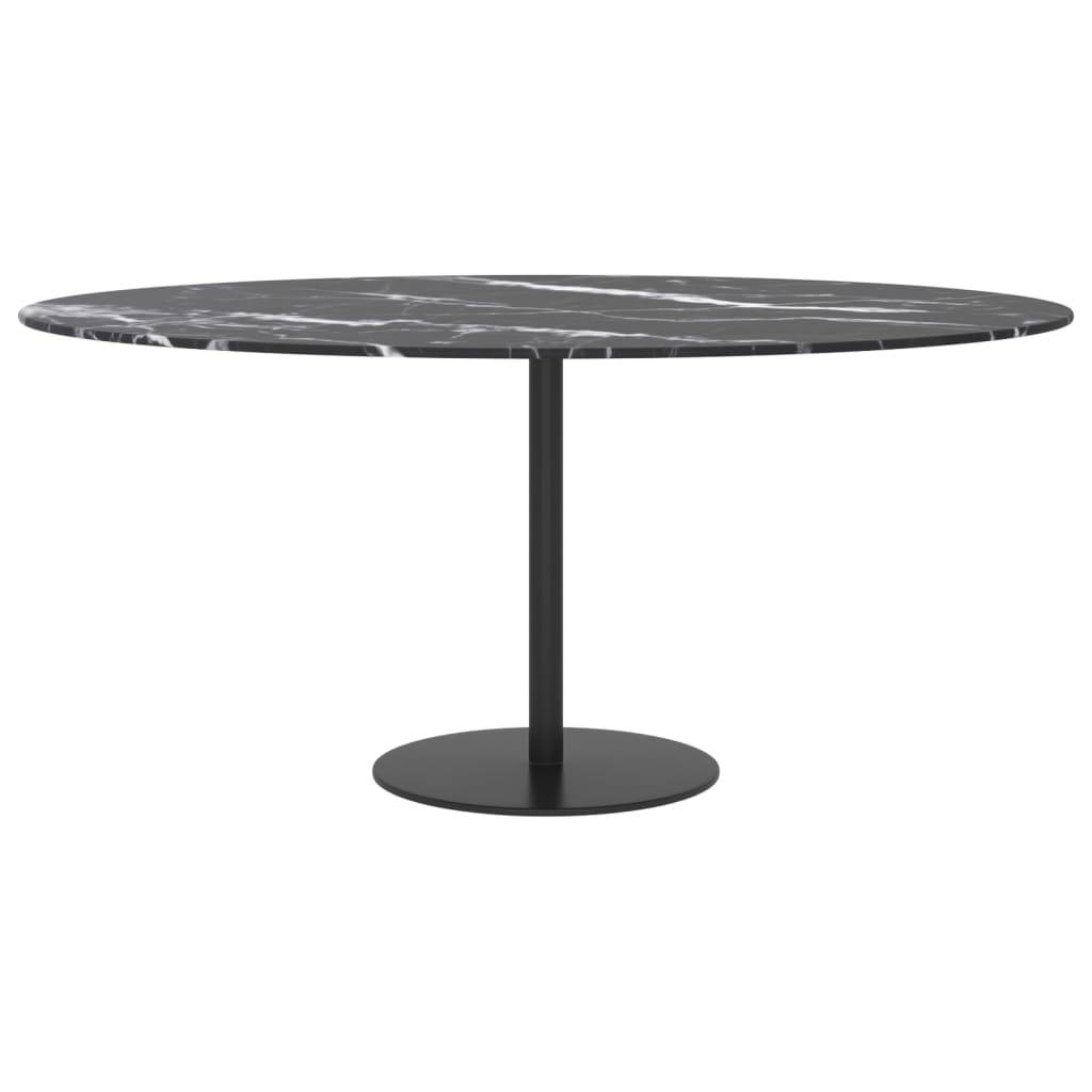 vidaXL Tischplatte Schwarz Ø90x1 cm Hartglas in Marmoroptik
