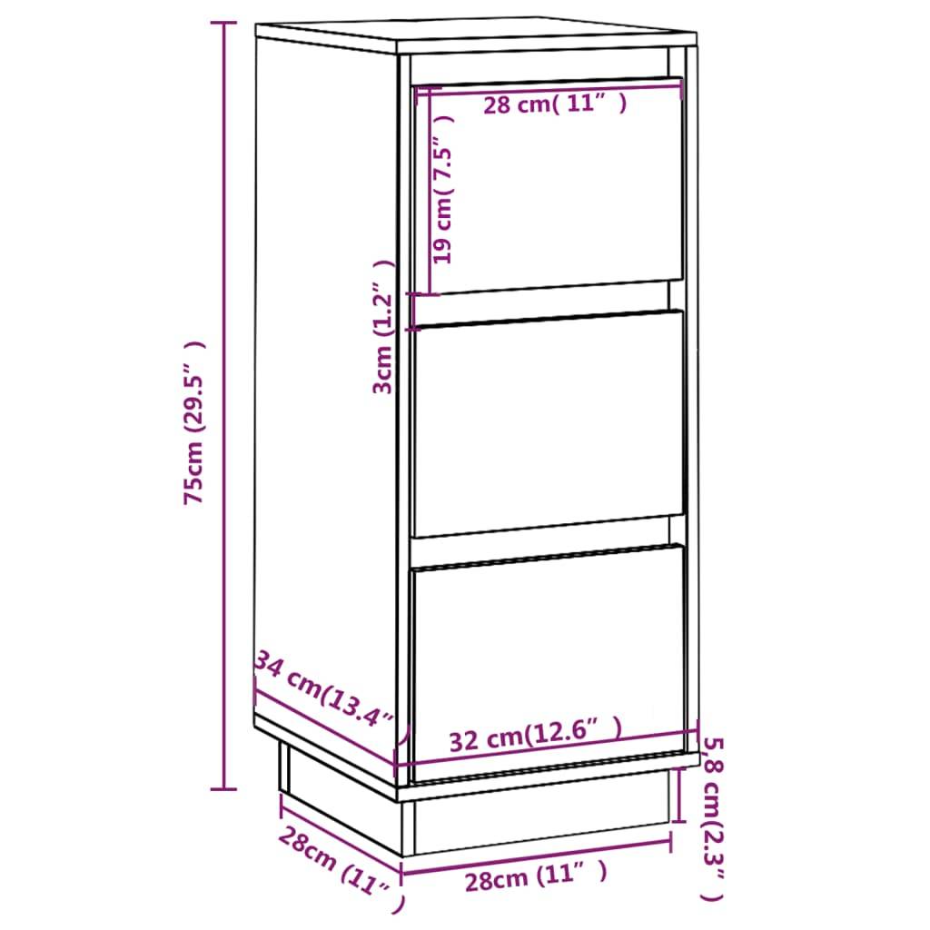 vidaXL Sideboards 2 Stk. Weiß 32x34x75 cm Massivholz Kiefer