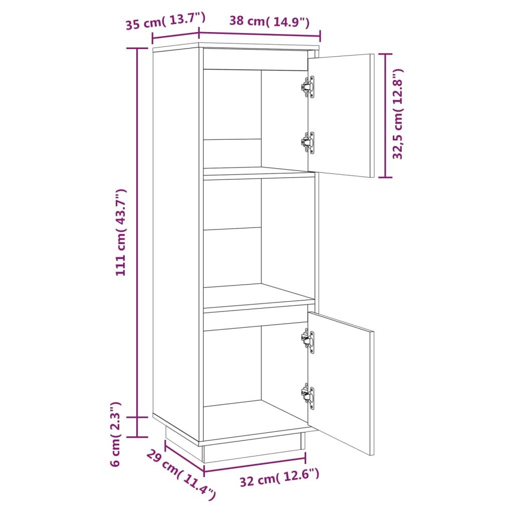 vidaXL Highboard Weiß 38x35x117 cm Massivholz Kiefer