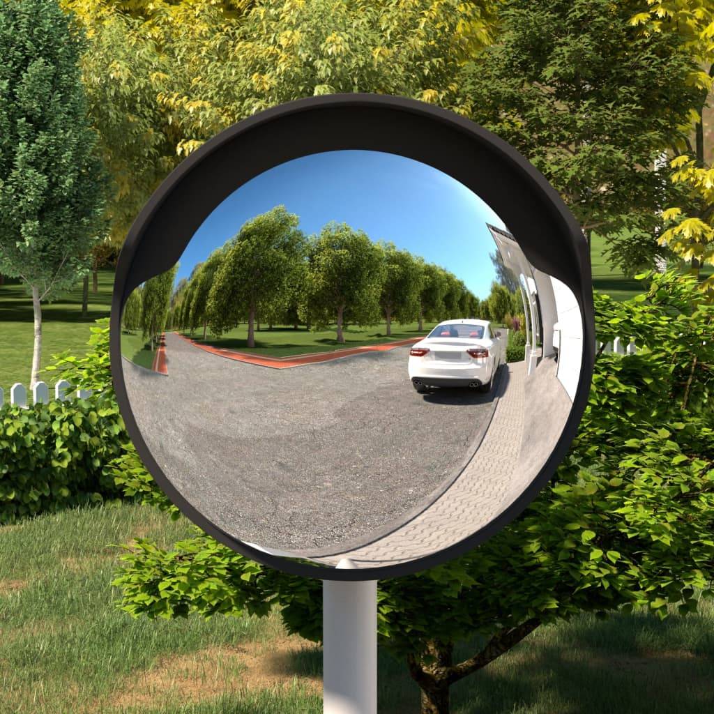 vidaXL Verkehrsspiegel Konvex Outdoor Schwarz Ø45 cm Polycarbonat