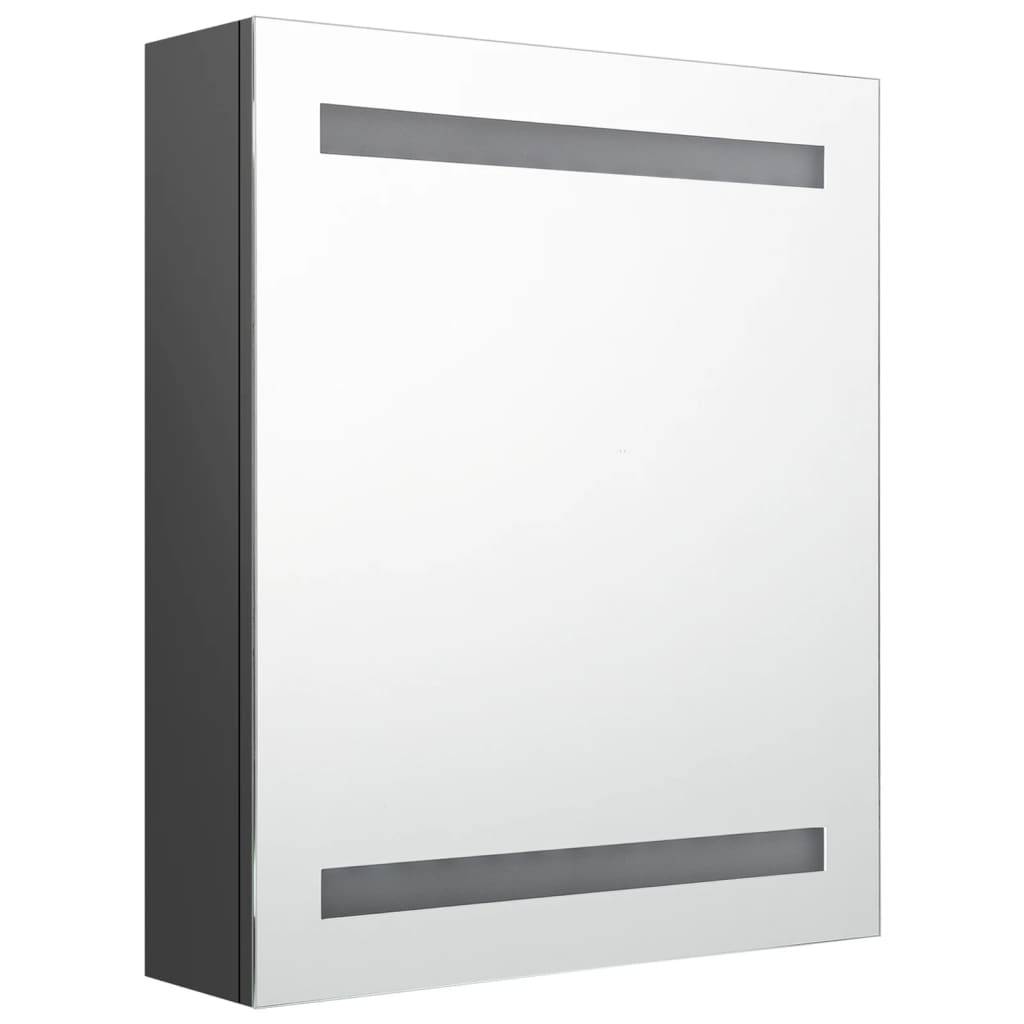 vidaXL LED-Bad-Spiegelschrank Grau 50x14x60 cm