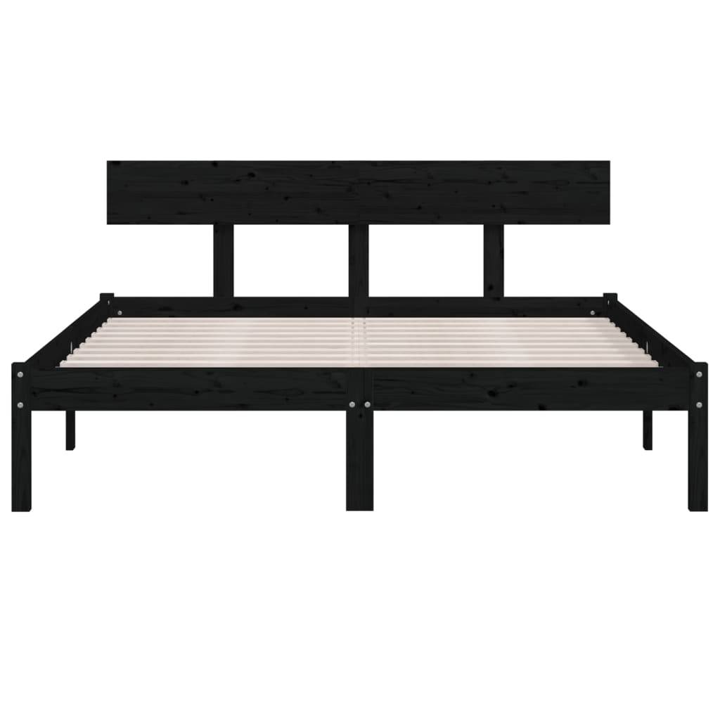 vidaXL Massivholzbett Schwarz 120x190 cm