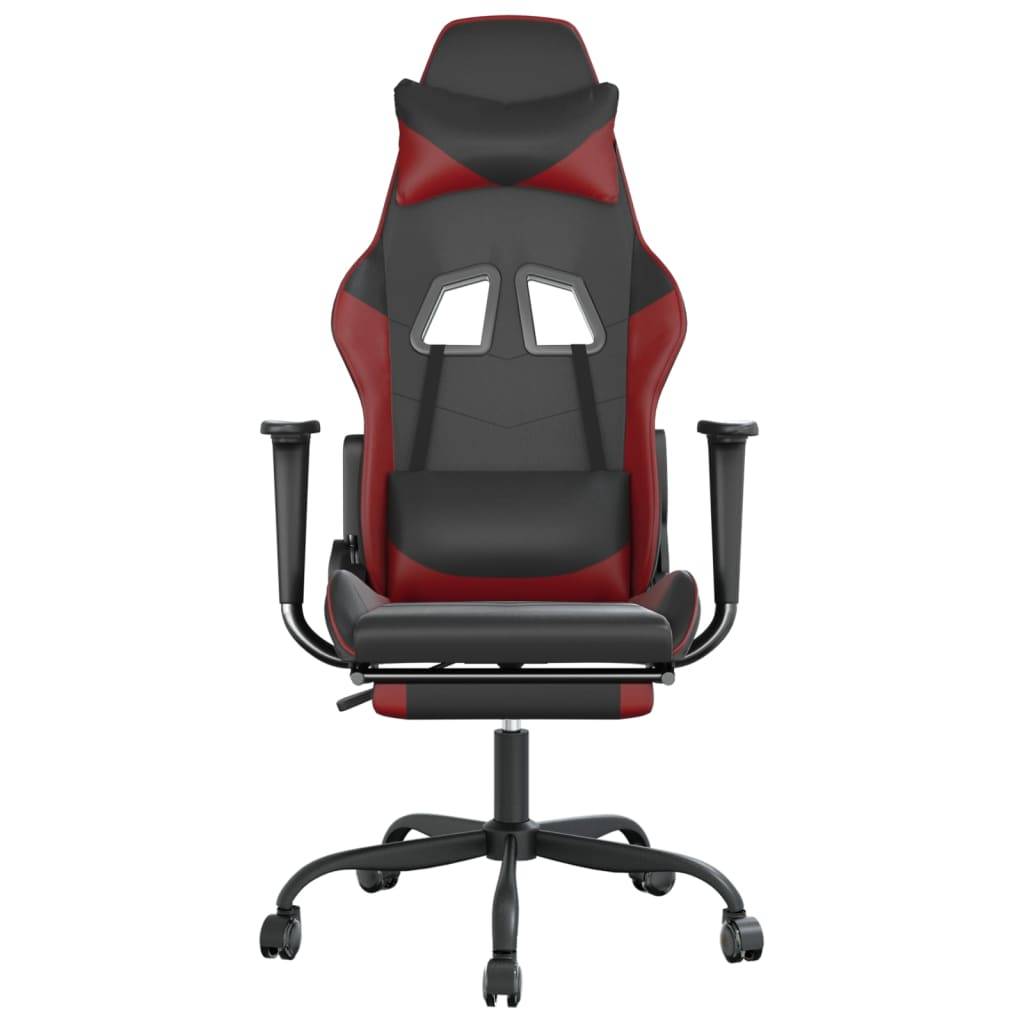 vidaXL Gaming-Stuhl mit Fußstütze Schwarz und Weinrot Kunstleder