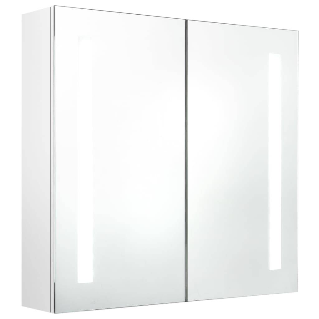 vidaXL LED-Spiegelschrank fürs Bad Glänzend Weiß 62x14x60 cm