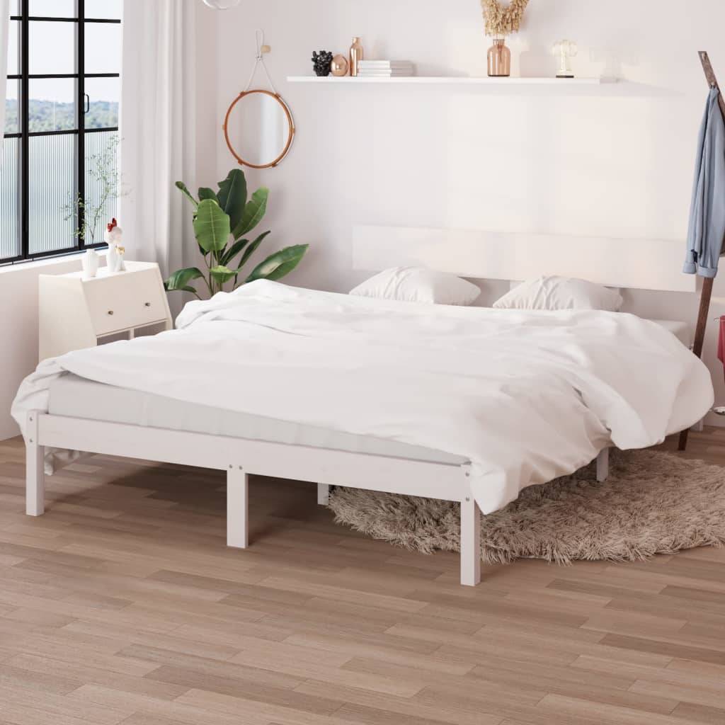 vidaXL Massivholzbett Weiß 120x190 cm