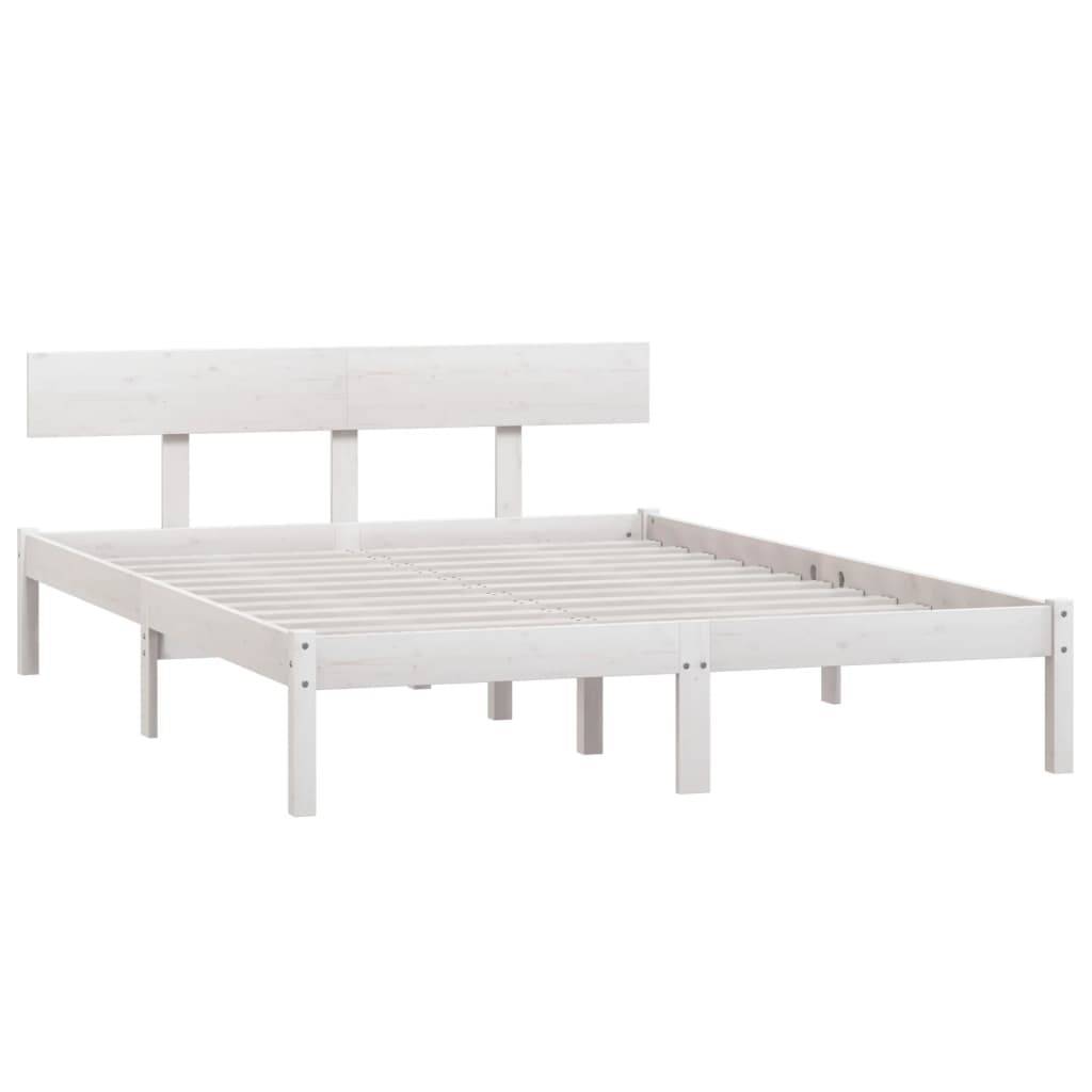 vidaXL Massivholzbett Weiß 120x190 cm