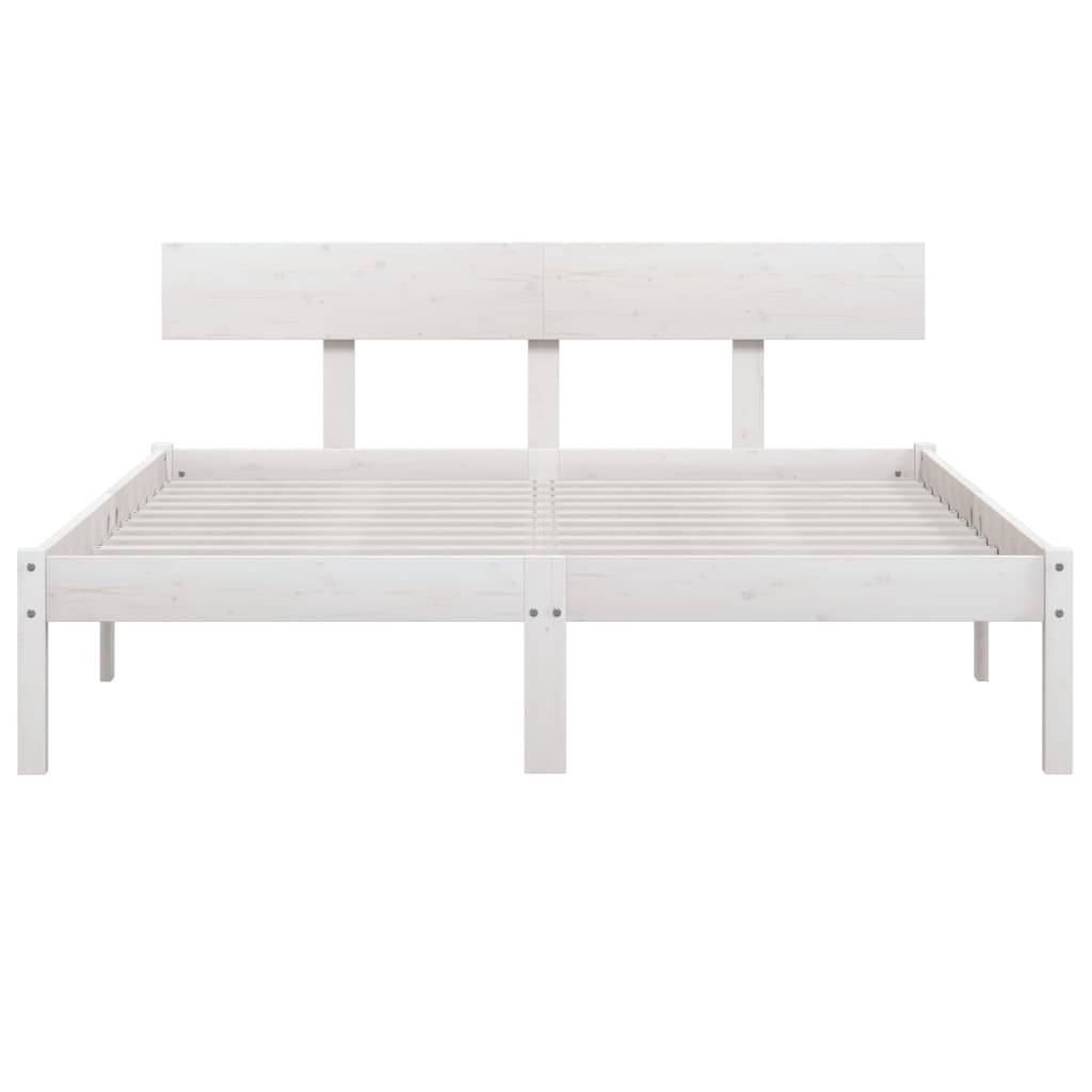 vidaXL Massivholzbett Weiß 120x190 cm