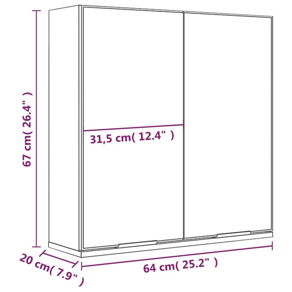 vidaXL Bad-Spiegelschrank Grau Sonoma 64x20x67 cm
