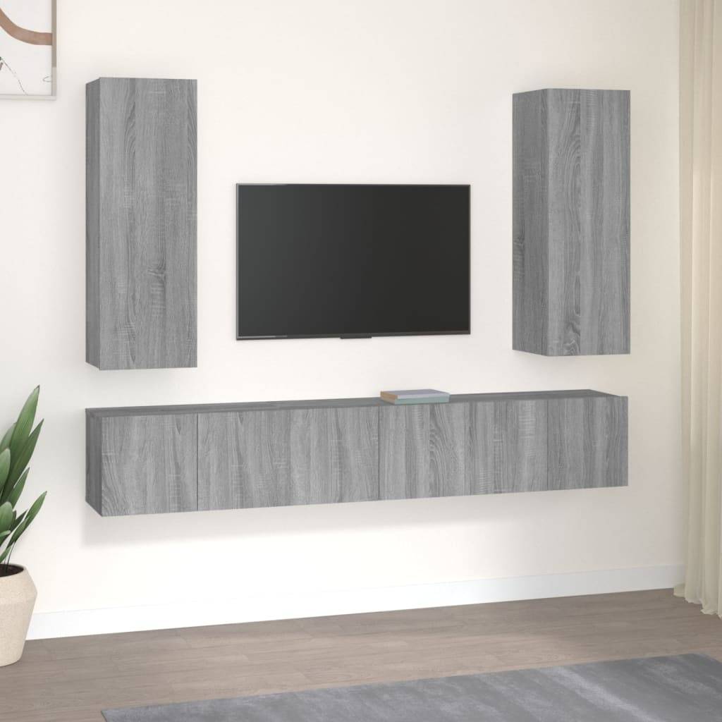 vidaXL 5-tlg. TV-Schrank-Set Grau Sonoma Holzwerkstoff