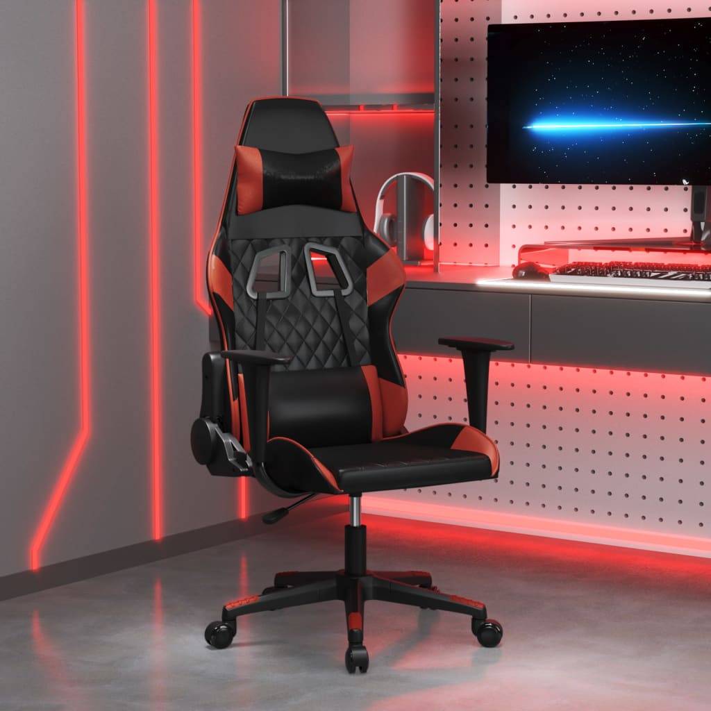 vidaXL Gaming-Stuhl Schwarz und Weinrot Kunstleder