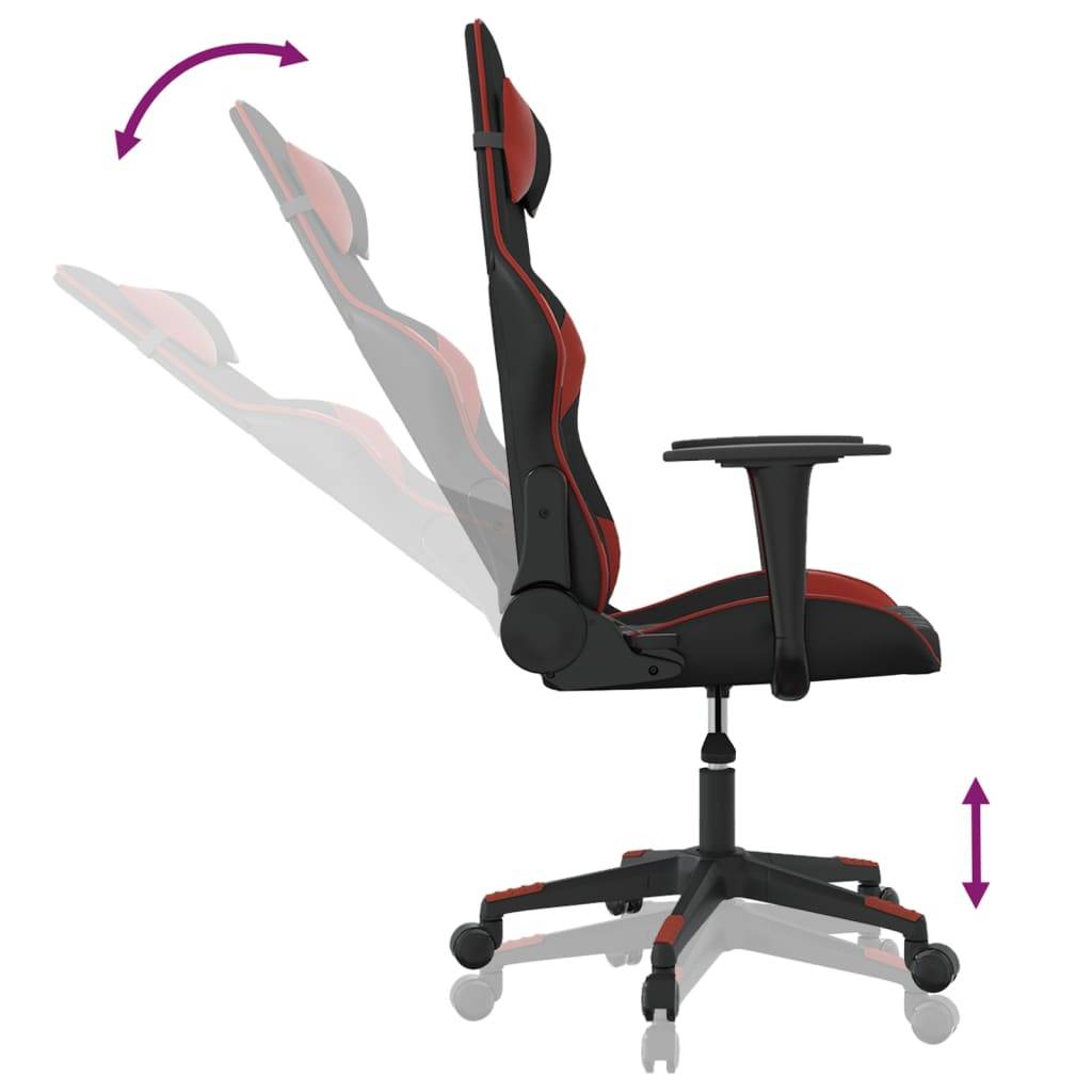 vidaXL Gaming-Stuhl Schwarz und Weinrot Kunstleder