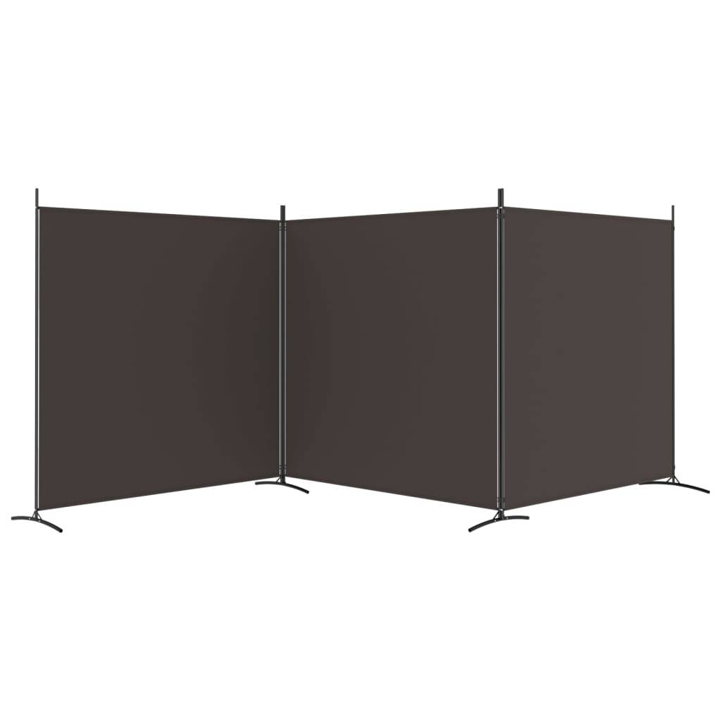 vidaXL 3-tlg. Paravent Braun 525x180 cm Stoff