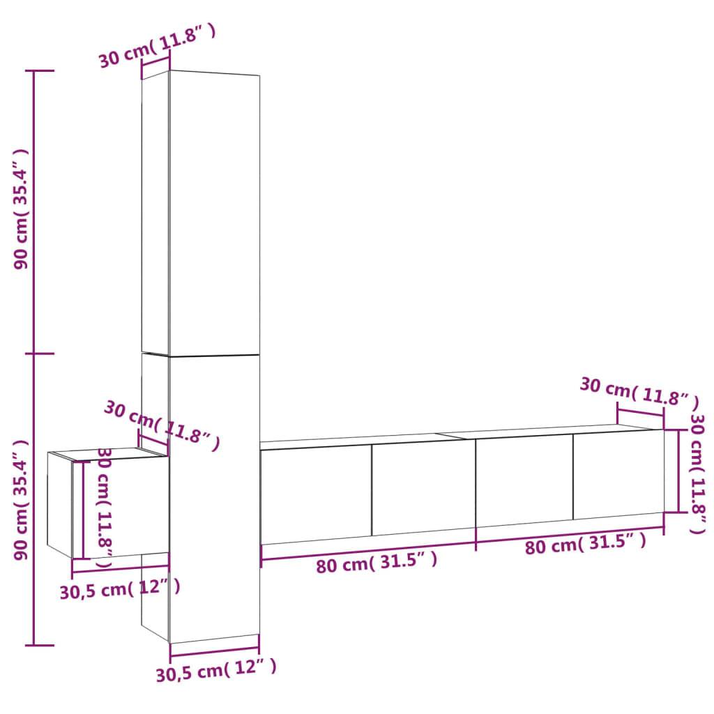 vidaXL 5-tlg. TV-Schrank-Set Grau Sonoma Holzwerkstoff