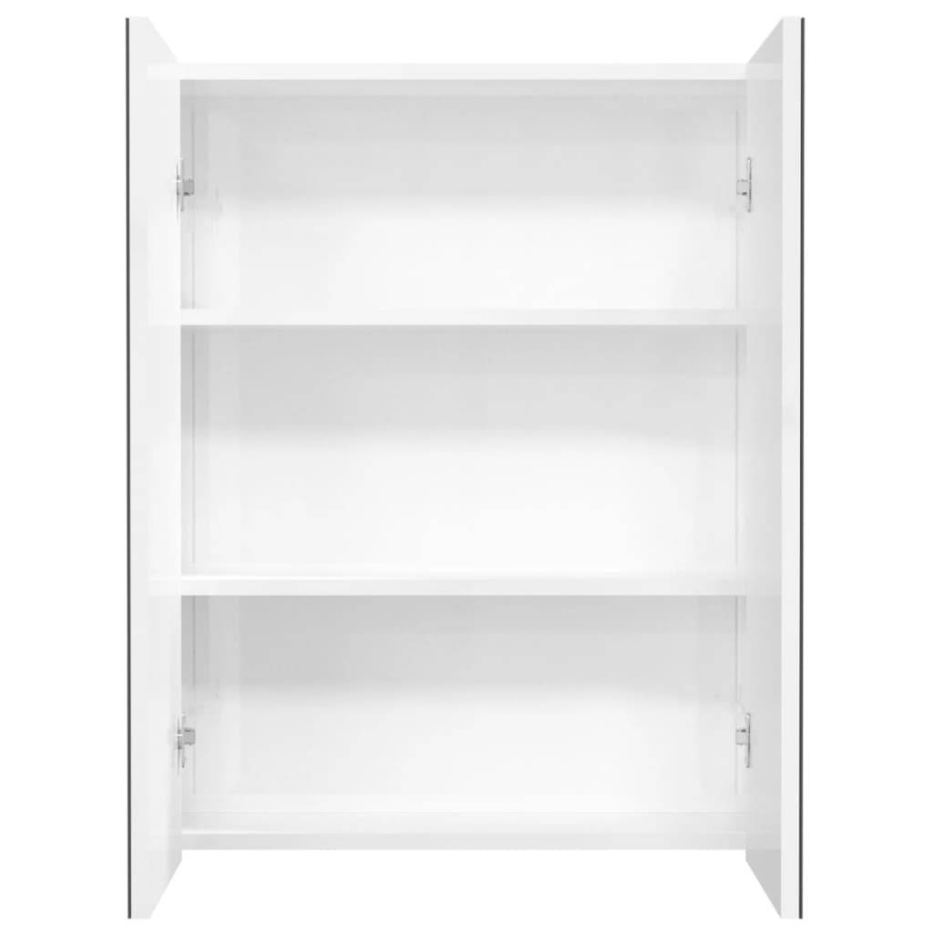 vidaXL Bad-Spiegelschrank 60x15x75 cm MDF Glänzendes Weiß