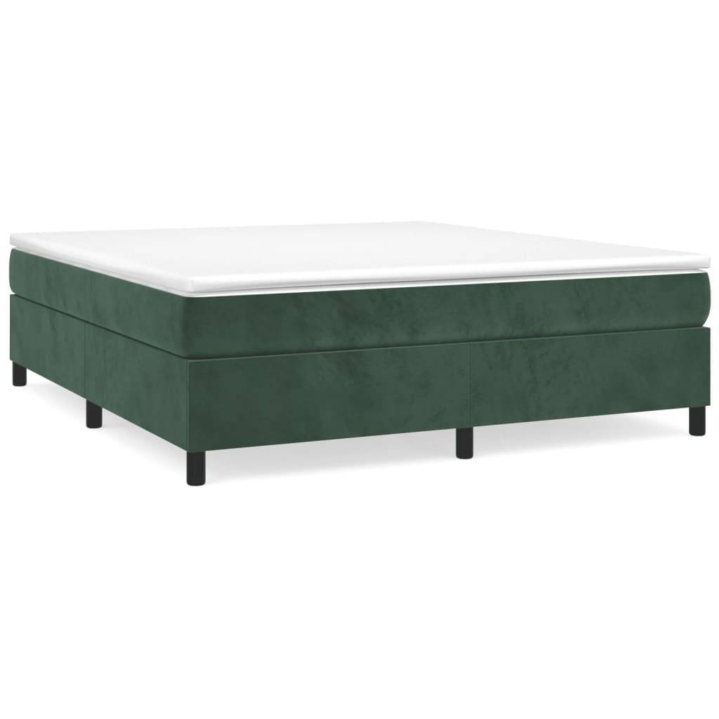 vidaXL Boxspringbett mit Matratze Dunkelgrün 200x200 cm Samt